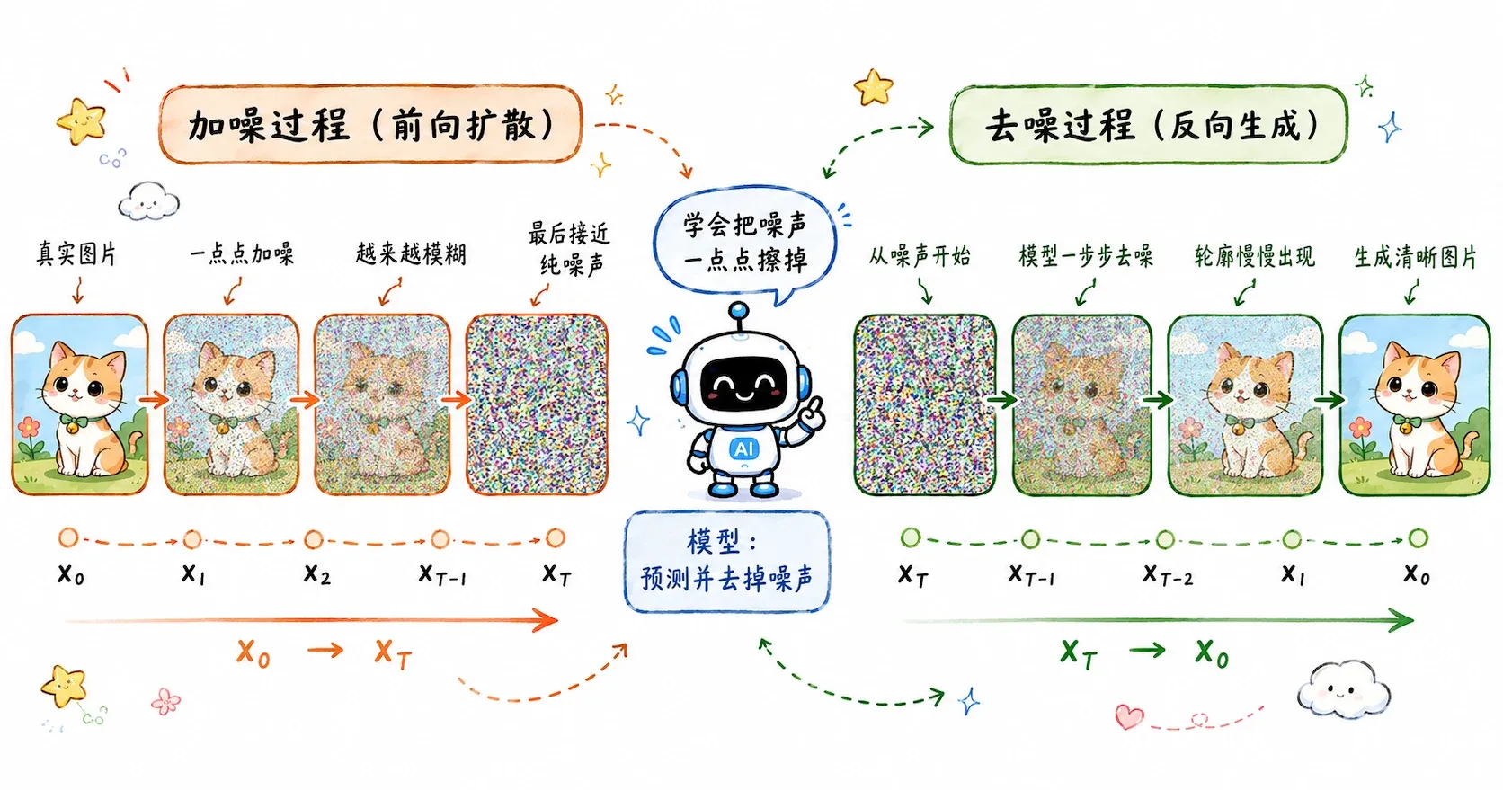 DDPM 加噪与去噪过程