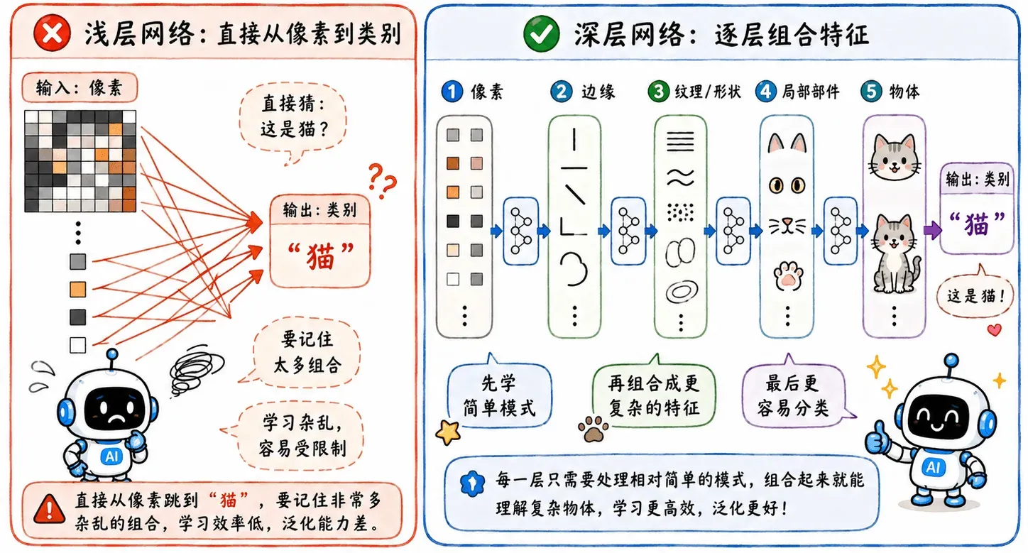浅层网络与深层网络对比